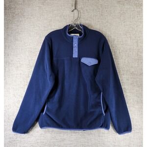 American Tall 1/4 Snap Pullover Fleece Sweater Mens MT Tall Navy Blue Pockets